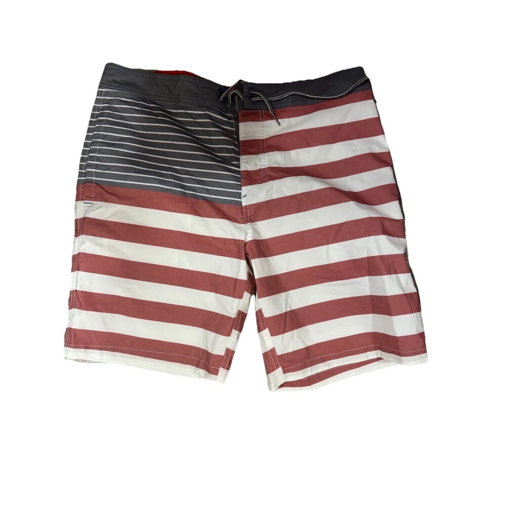 Mens W34 Goodfellow & Co. Swim Trunks Red White Blue American Flag Swim Trunks